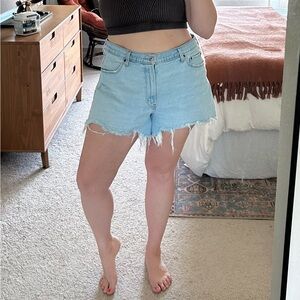Abercrombie & Fitch Light Blue Frayed Jean Shorts